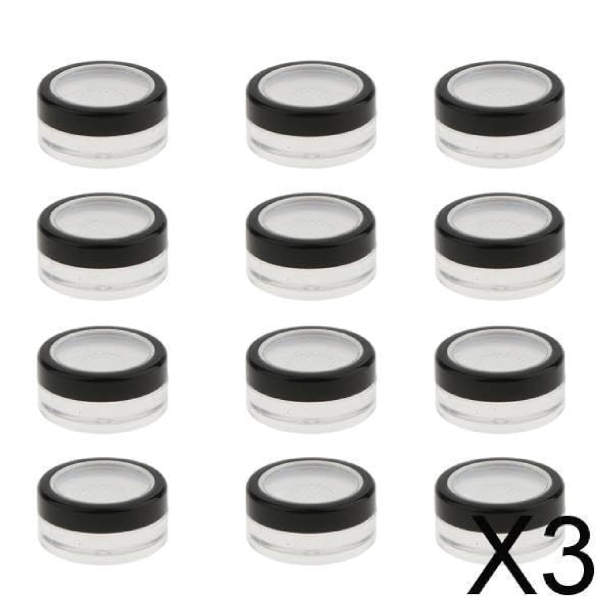 3x12PCS Plastic Empty Loose Powder Jar Pot Box Cosmetic Container